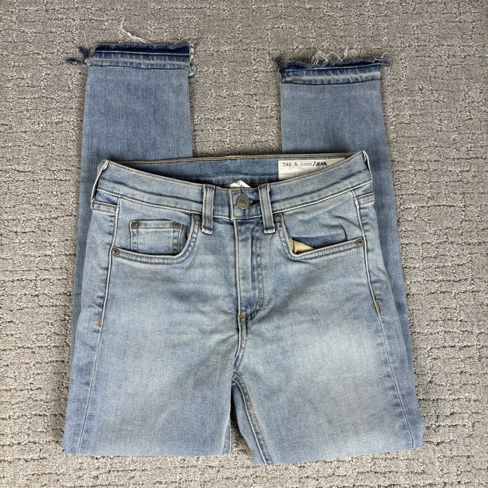 Rag & Bone The Capri High-Rise Skinny Jeans Fay Wash Light Sky Blue Size 24